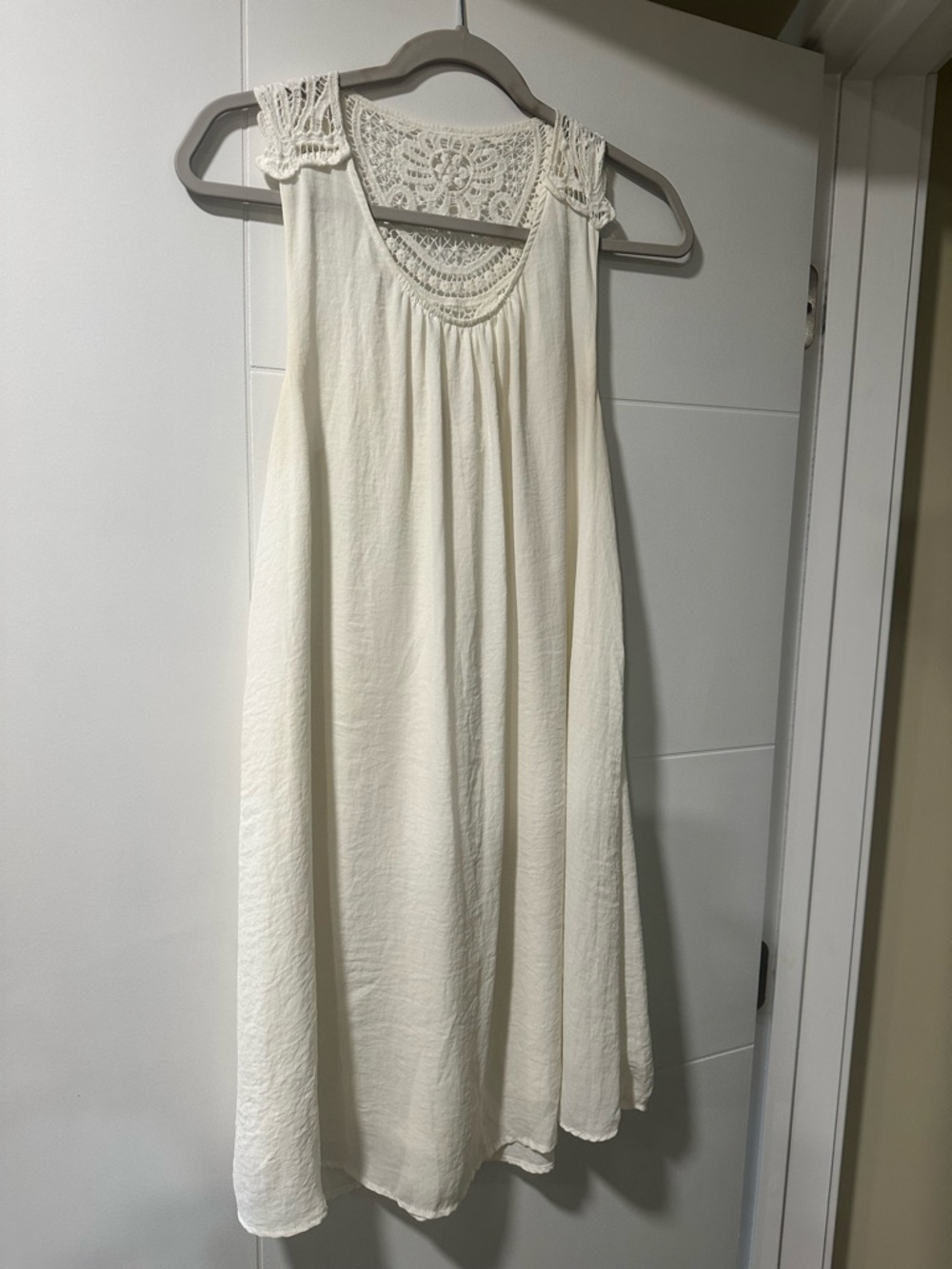 H&M Cream Crochet-Trim Mini Dress